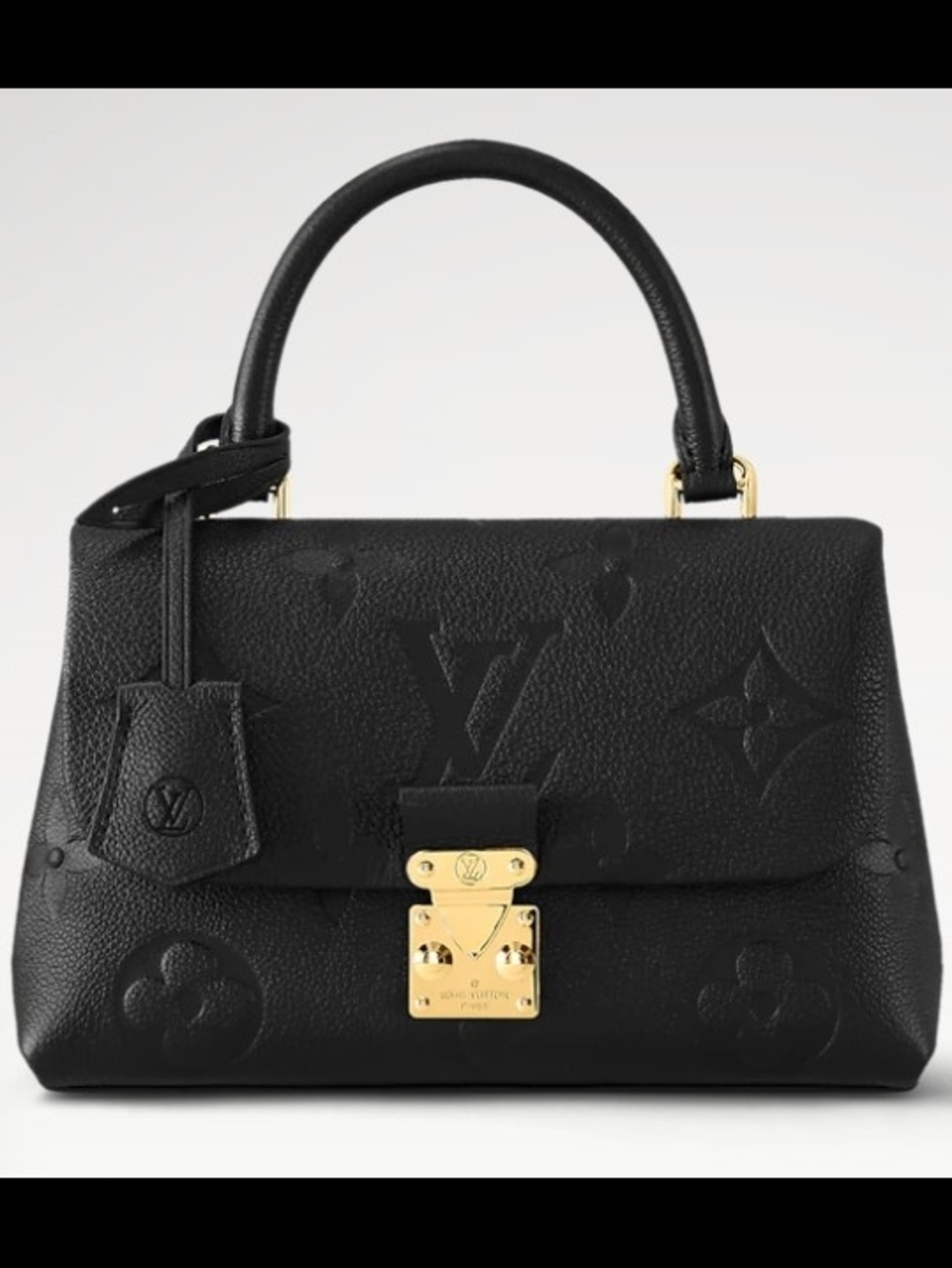Louis Vuitton Black Embossed Monogram Top Handle Satchel with Gold Hardware
